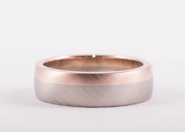 Rose and white gold ring