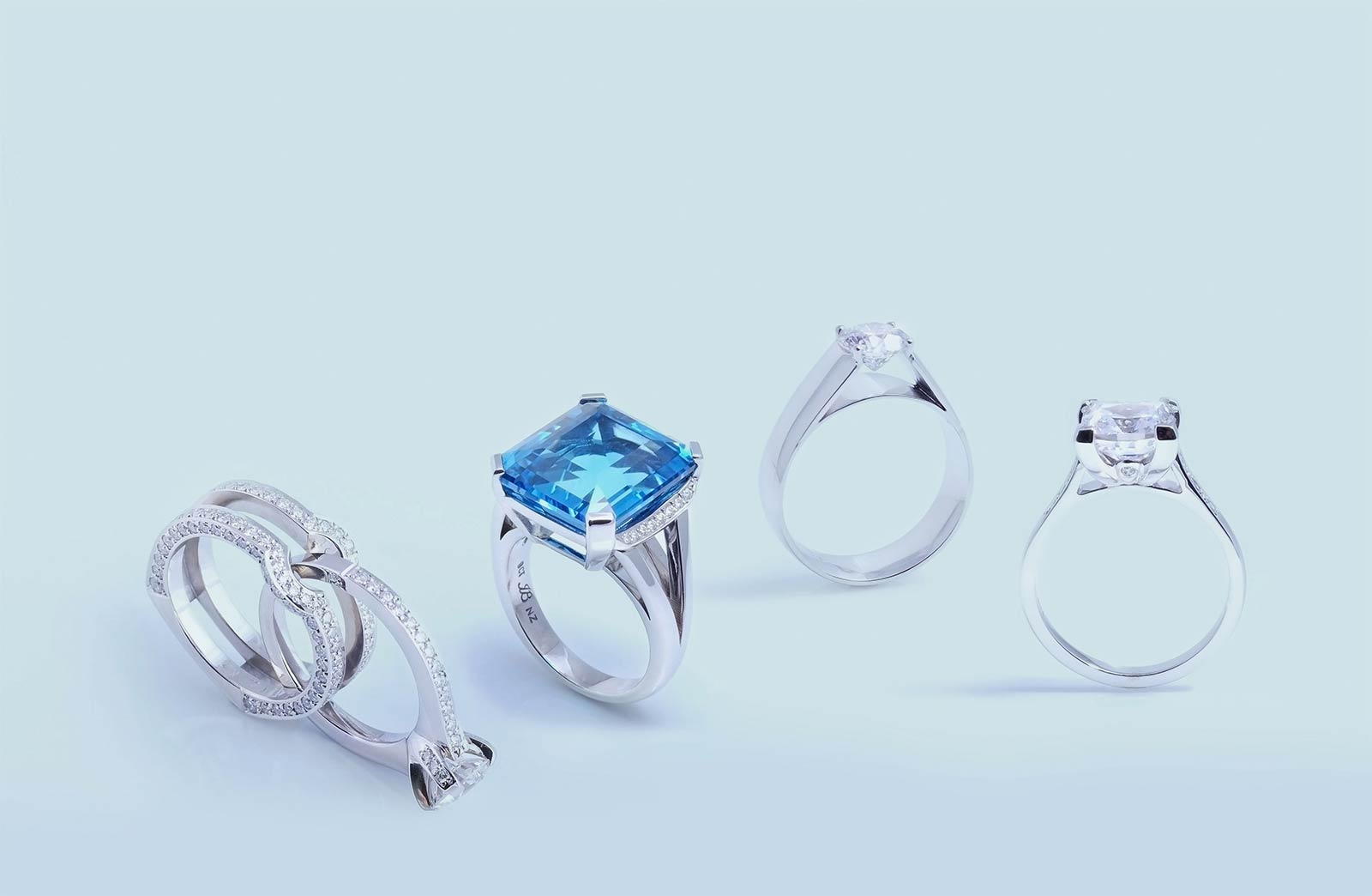 Custom made engagement rings and custom made jewellery by Auckland fine jewellery designers Julian Bartrom.