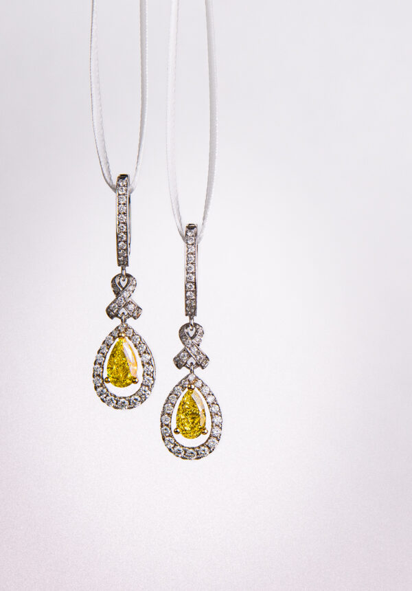 Orangy Yellow diamond earrings