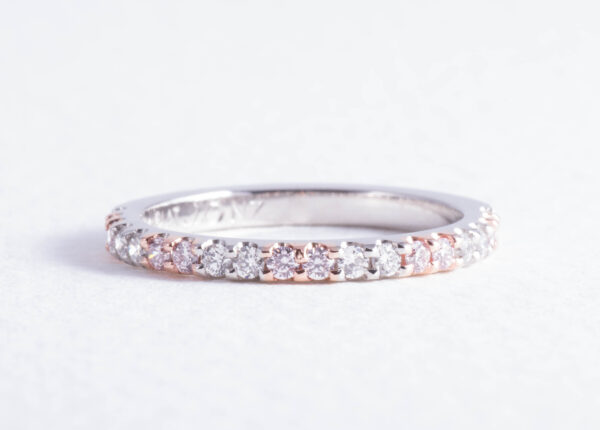Pink diamond and white diamond ring